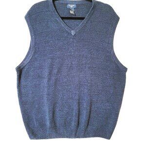 Dockers Mens Sweater Vest Pullover V Neck Sz 2XL Navy Blue Check Preppy Golf